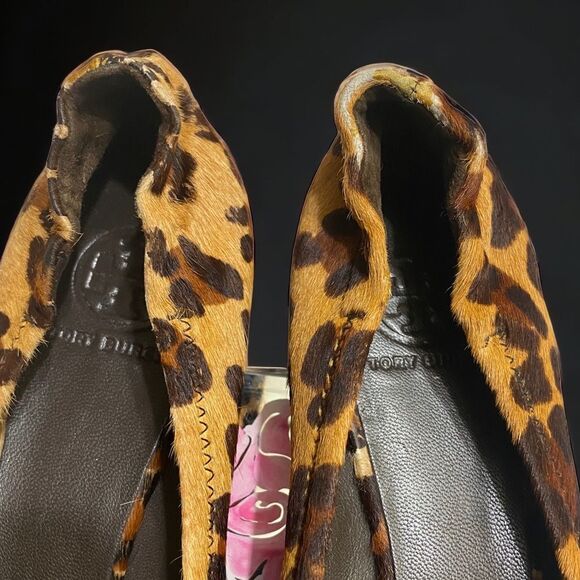 Tory Burch Leopard/Gold Reva-Haircalf Leather Ballet Flats Size 7M - Picture 8 of 9